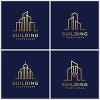 diseños de logotipos de construcción. diseño de logotipo de construcción con estilo de arte lineal. vector