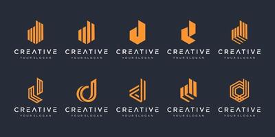 Set of creative letter d logo design template. icons for business of luxury, elegant, simple. vector