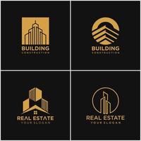 conjunto de diseños de logotipos de construcción y bienes raíces. diseño de logotipo de construcción con estilo de arte lineal. vector
