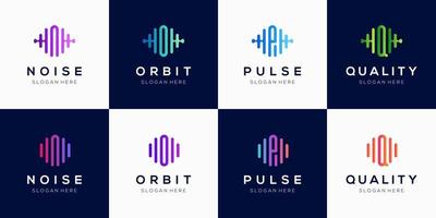 Monogram creative logo design template with pulse element. vector