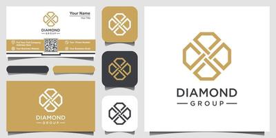 Creative Diamond Concept Logo Design Template and business card design. diamond group, team, community vector