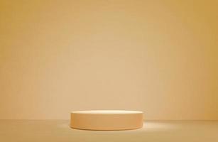 Almond gold stone circle single podium mock-up in soft light for cosmetic product or goods copy space template design 3d rendering image photo