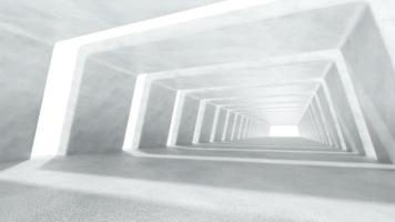 interior de túnel blanco abstracto, fondo moderno, representación 3d. foto