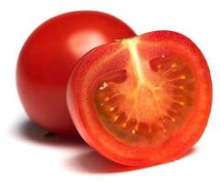 Fresh juicy red Tomato isolated on white background. photo