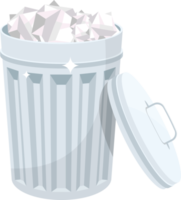 Metallic trash can clipart design illustration png