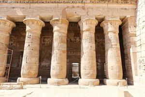 Columns in Medinet Habu Temple in Luxor, Egypt photo