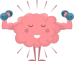 Cute brain training with dumbbell clipart illustration png