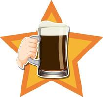 Hand holding beer glass vector