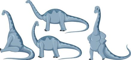 Different cute apatosaurus dinosaur cartoon characters vector