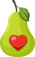 Pear fruit with heart in the middle vector