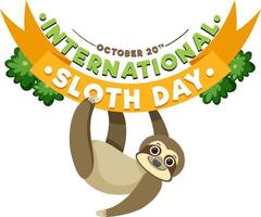 International sloth day banner concept vector