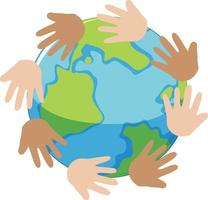 Earth globe around with human hands vector