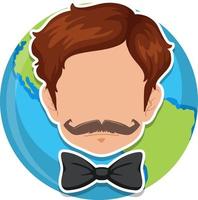 Man head on earth symbol vector