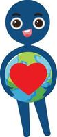 Human symbol with heart on earth planet vector