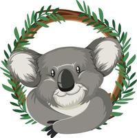 Cute koala in round frame vector