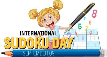 diseño de banner del día internacional del sudoku vector