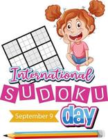 día internacional del sudoku 9 de septiembre vector