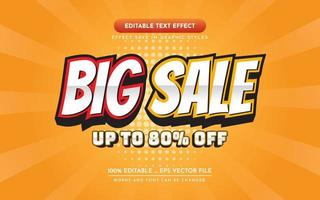 Big Sale 3D Editable Text Effect vector