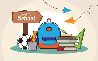 Hand Drawn Back To School Illustration with School Supplies vector