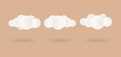 Set of Realistic 3d Cloud Illustration Isolated in Brown Background vector