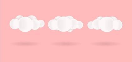 Set of Realistic 3d Cloud Illustration Isolated in Pink Background vector