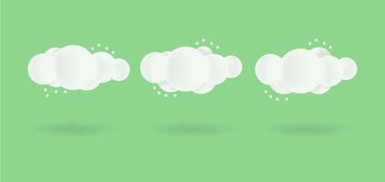 Set of Realistic 3d Cloud Illustration Isolated in Green Background vector