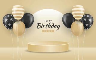 Happy Birthday Background with Realistic Luxury Golden Balloons vector