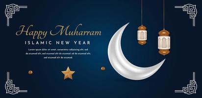 Happy Muharram Islamic Festival Banner Template vector