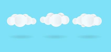 Set of Realistic 3d Cloud Illustration Isolated in Blue Background vector
