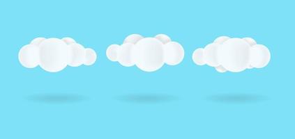 Set of Realistic 3d Cloud Illustration Isolated in Blue Background vector