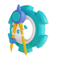 3D illustration engineering gear png