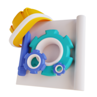 Herramientas y casco de ingeniería de ilustración 3d png