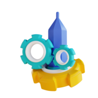 3D illustration pencil and gear png