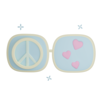 3D peace glasses illustration with transparent background png