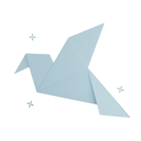 3D bird origami illustration with transparent background png