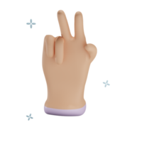 Ilustración de gesto de mano de paz 3d con fondo transparente png