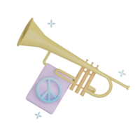 3D peace trumpet illustration with transparent background png