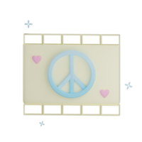 3D peace movie illustration with transparent background png
