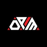 diseño de logotipo de letra triangular opm con forma de triángulo. monograma de diseño de logotipo de triángulo opm. plantilla de logotipo de vector de triángulo opm con color rojo. logotipo triangular opm logotipo simple, elegante y lujoso. opm