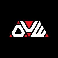 OUW triangle letter logo design with triangle shape. OUW triangle logo design monogram. OUW triangle vector logo template with red color. OUW triangular logo Simple, Elegant, and Luxurious Logo. OUW