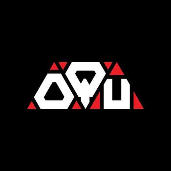 OQU triangle letter logo design with triangle shape. OQU triangle logo design monogram. OQU triangle vector logo template with red color. OQU triangular logo Simple, Elegant, and Luxurious Logo. OQU