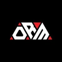 diseño de logotipo de letra triangular orm con forma de triángulo. monograma de diseño de logotipo de triángulo orm. Plantilla de logotipo de vector de triángulo orm con color rojo. logotipo triangular orm logotipo simple, elegante y lujoso. forma