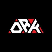 diseño de logotipo de letra de triángulo de ork con forma de triángulo. monograma de diseño del logotipo del triángulo ork. plantilla de logotipo de vector de triángulo ork con color rojo. logo triangular de ork logo simple, elegante y lujoso. trabajo