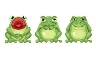 vector de ilustración de dibujos animados de mascota de conjunto de caracteres de rana