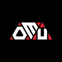 OMU triangle letter logo design with triangle shape. OMU triangle logo design monogram. OMU triangle vector logo template with red color. OMU triangular logo Simple, Elegant, and Luxurious Logo. OMU