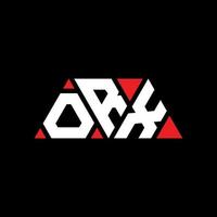 ORX triangle letter logo design with triangle shape. ORX triangle logo design monogram. ORX triangle vector logo template with red color. ORX triangular logo Simple, Elegant, and Luxurious Logo. ORX