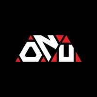 ONU triangle letter logo design with triangle shape. ONU triangle logo design monogram. ONU triangle vector logo template with red color. ONU triangular logo Simple, Elegant, and Luxurious Logo. ONU