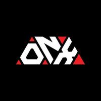 ONX triangle letter logo design with triangle shape. ONX triangle logo design monogram. ONX triangle vector logo template with red color. ONX triangular logo Simple, Elegant, and Luxurious Logo. ONX