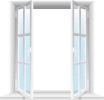 janelas transparentes e ilustração de design de clipart de céu ensolarado