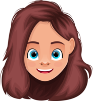 ilustração de design de clipart de rosto de menina png